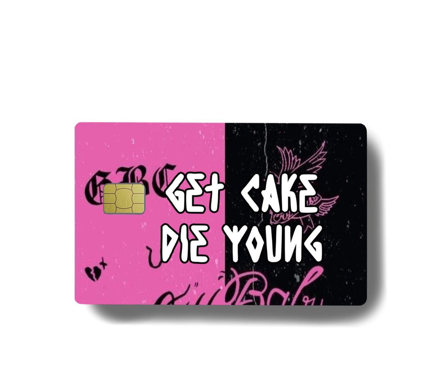 Get Cake Die Young Credit Card Cover – Pink & Black Alt Aesthetic Card Skin (Standard Size)