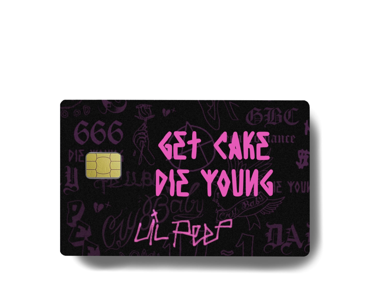 Lil Peep Credit Card Skin – Get Cake Die Young Gothic Wrap with Chip Cutout